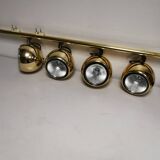 4 large golden ball spots, space age 60 70's. concord wall light on rails