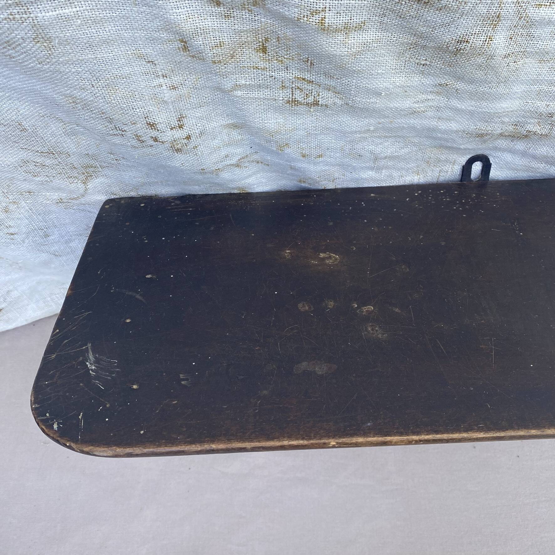 Large antique wall-mounted coat rack in carved wood 135 cm