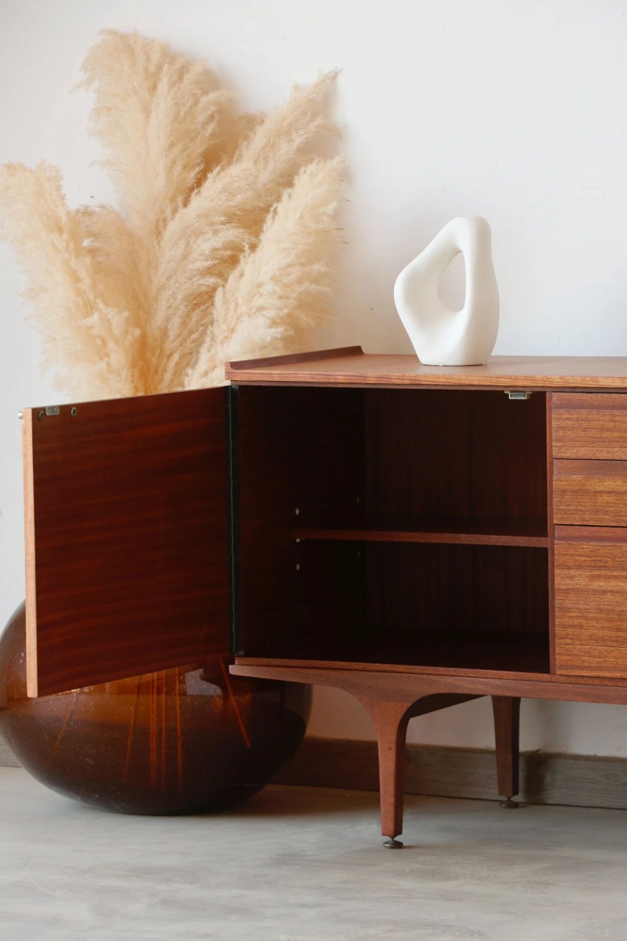 Enfilade teck vintage Meredew rénovée (165 cm)