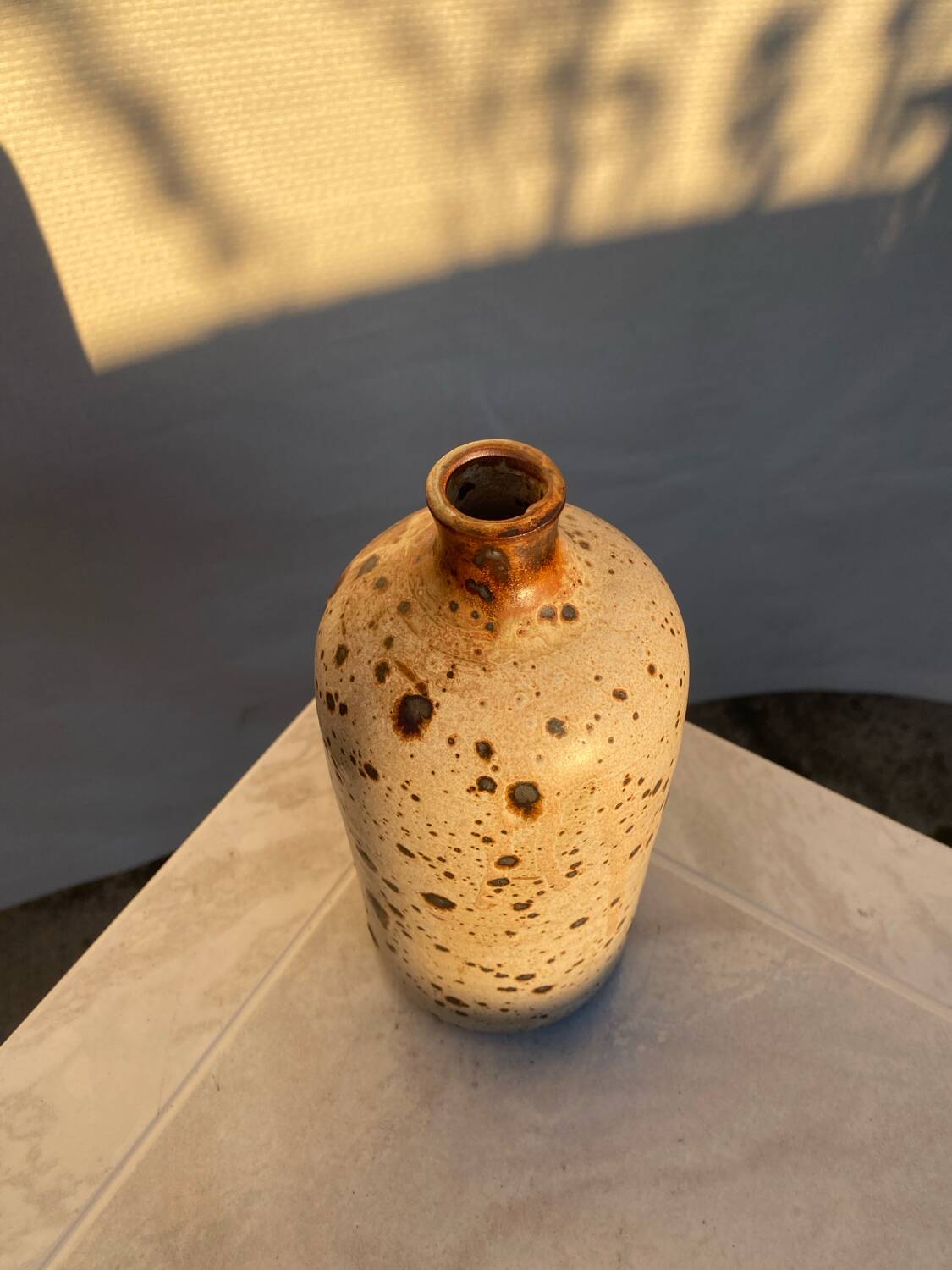 Vintage speckled stoneware vase
