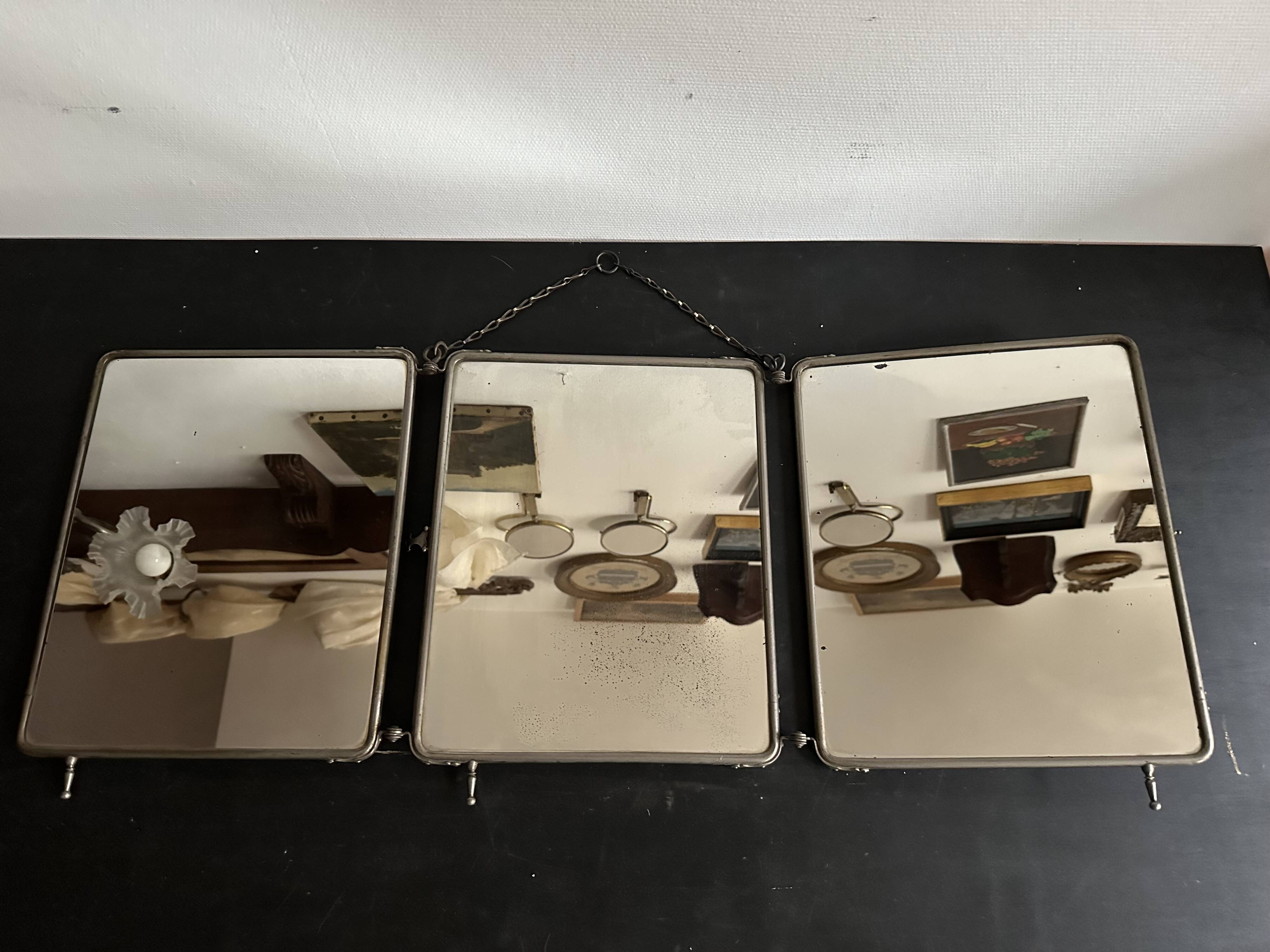 Art Deco triptych mirror, for table or wall mounting, 1900