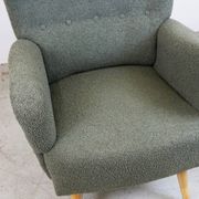Fauteuil Wingback bouclé gris-vert, Autriche années 50