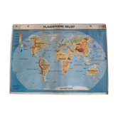 Affiche géographique plastifiée vintage