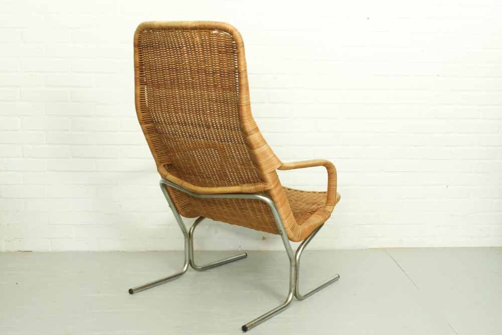 Mid Century Wicker Lounge Chair by Dirk van Sliedregt for Jonker Brothers, 1960s