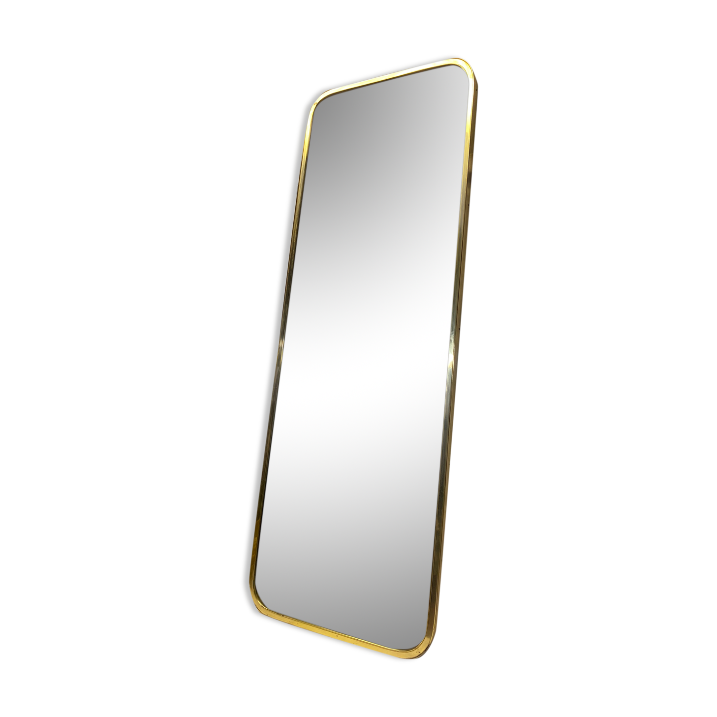 Large vintage mirror brass gold rearview mirror  36x100cm