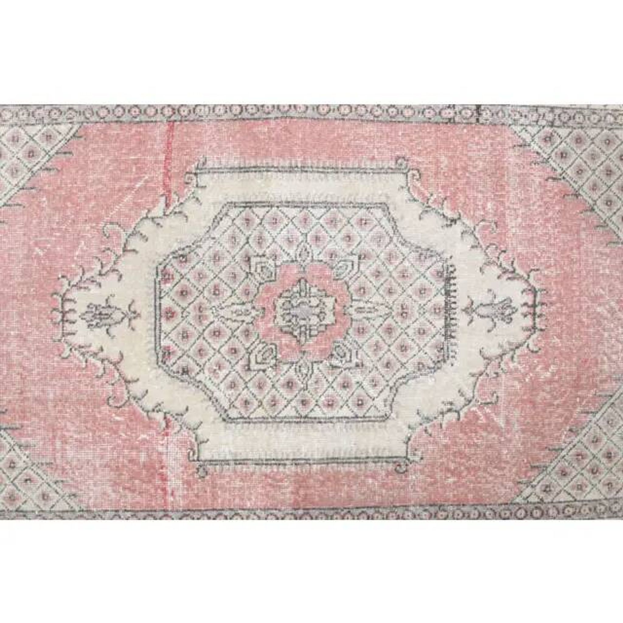 Vintage Turkish Oushak Handmade Wool Cotton Pink Area Rug 122x209