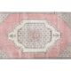 Tapis vintage turc Oushak fait main en laine et coton rose
