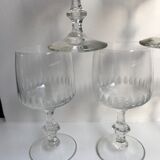 Set of 6 small crystal wine glasses engraved 30-40s