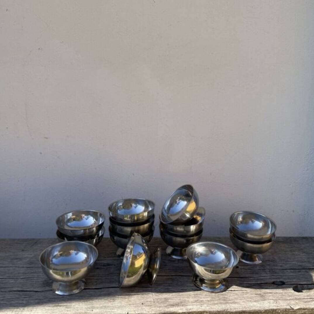 12 vintage stainless steel bowls