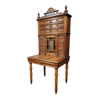 Bureau bonheur du jour a gradin époque Napoléon III en pin vers 1880
