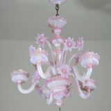 Extraordinary Murano Glass Chandelier adorned with Pink Flowers