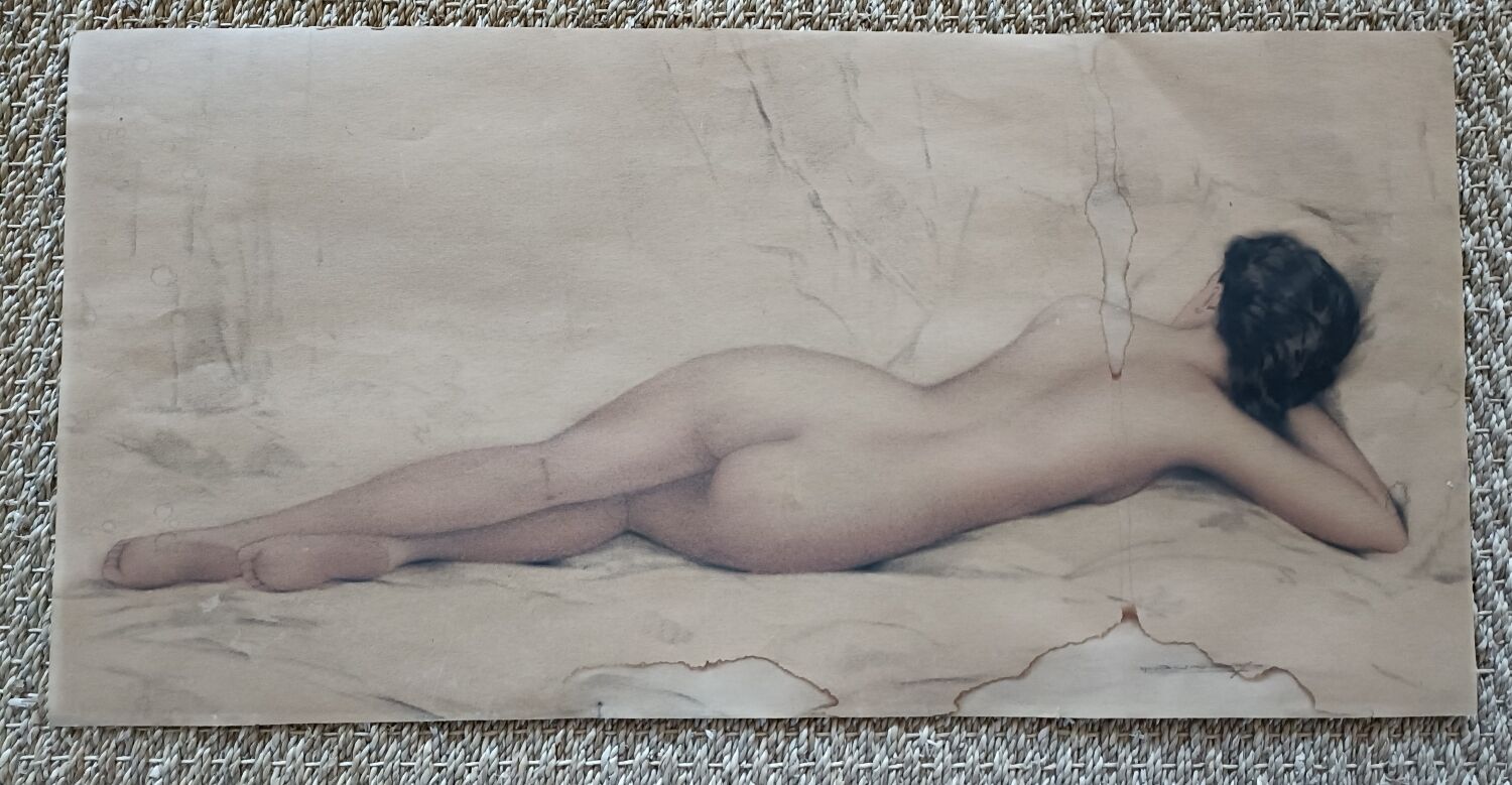 Lithograph woman, nude