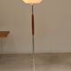 Modernist floor lamp in teak, chrome metal, opaline, Czechoslovakia 60s