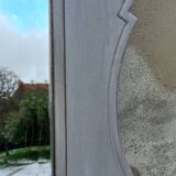 Antique Louis XV style mirror in solid oak with grey patina, 131cm.