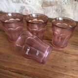 4 verres anciens vieux rose