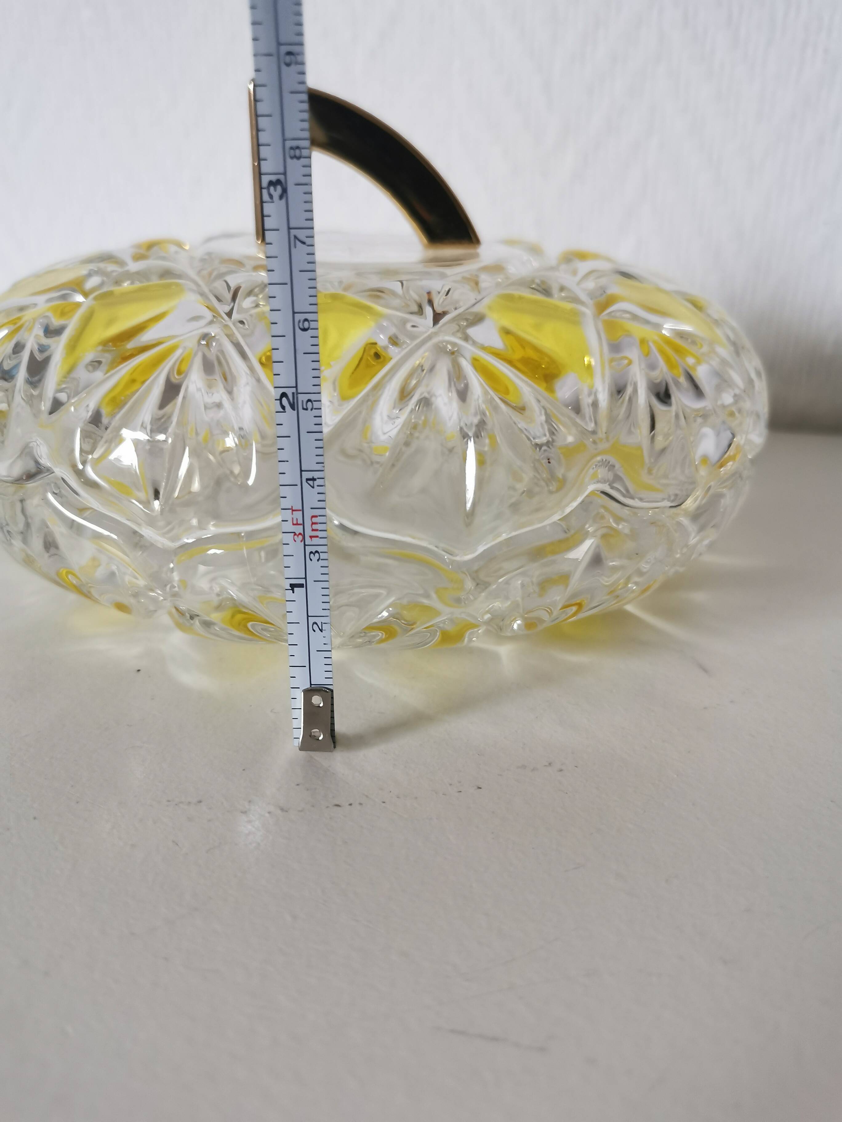 Candy dish, sugar bowl in transparent faceted glass