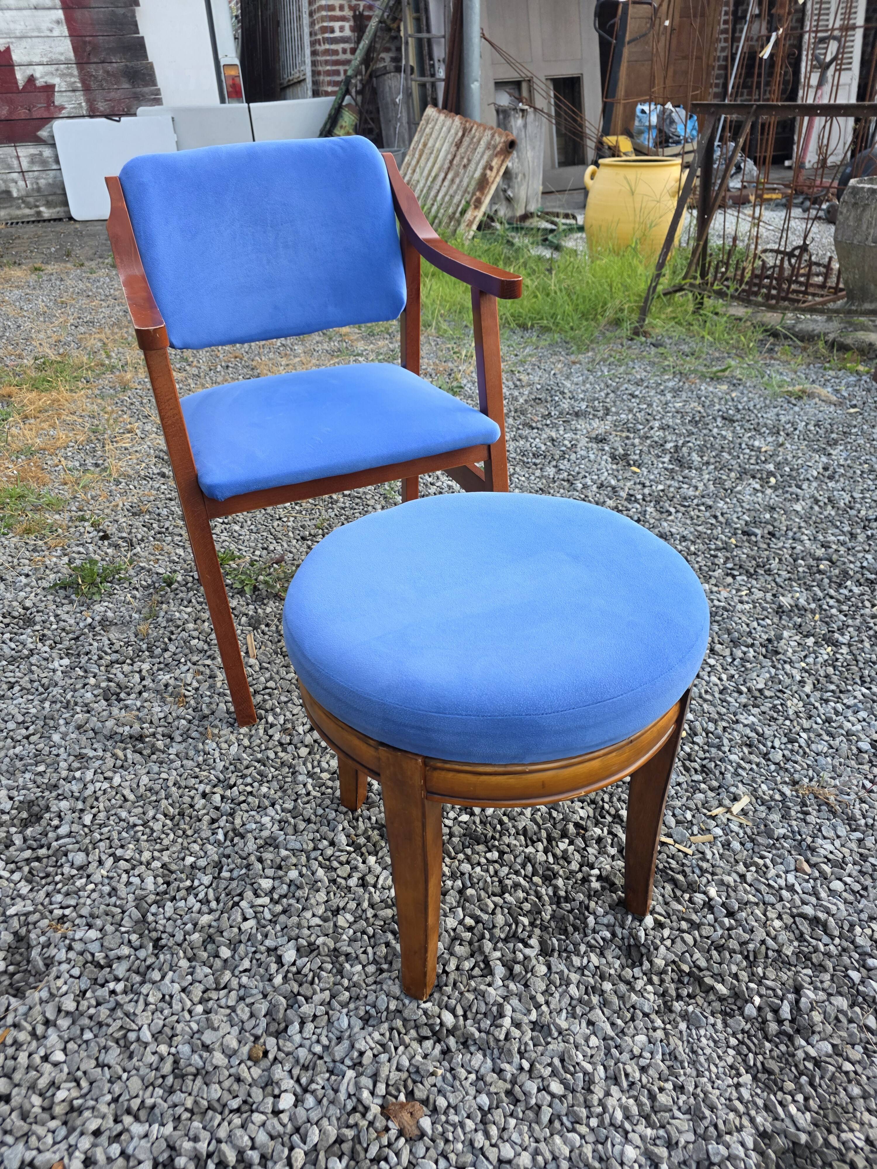 Scandinavian style armchair + velvet footrest