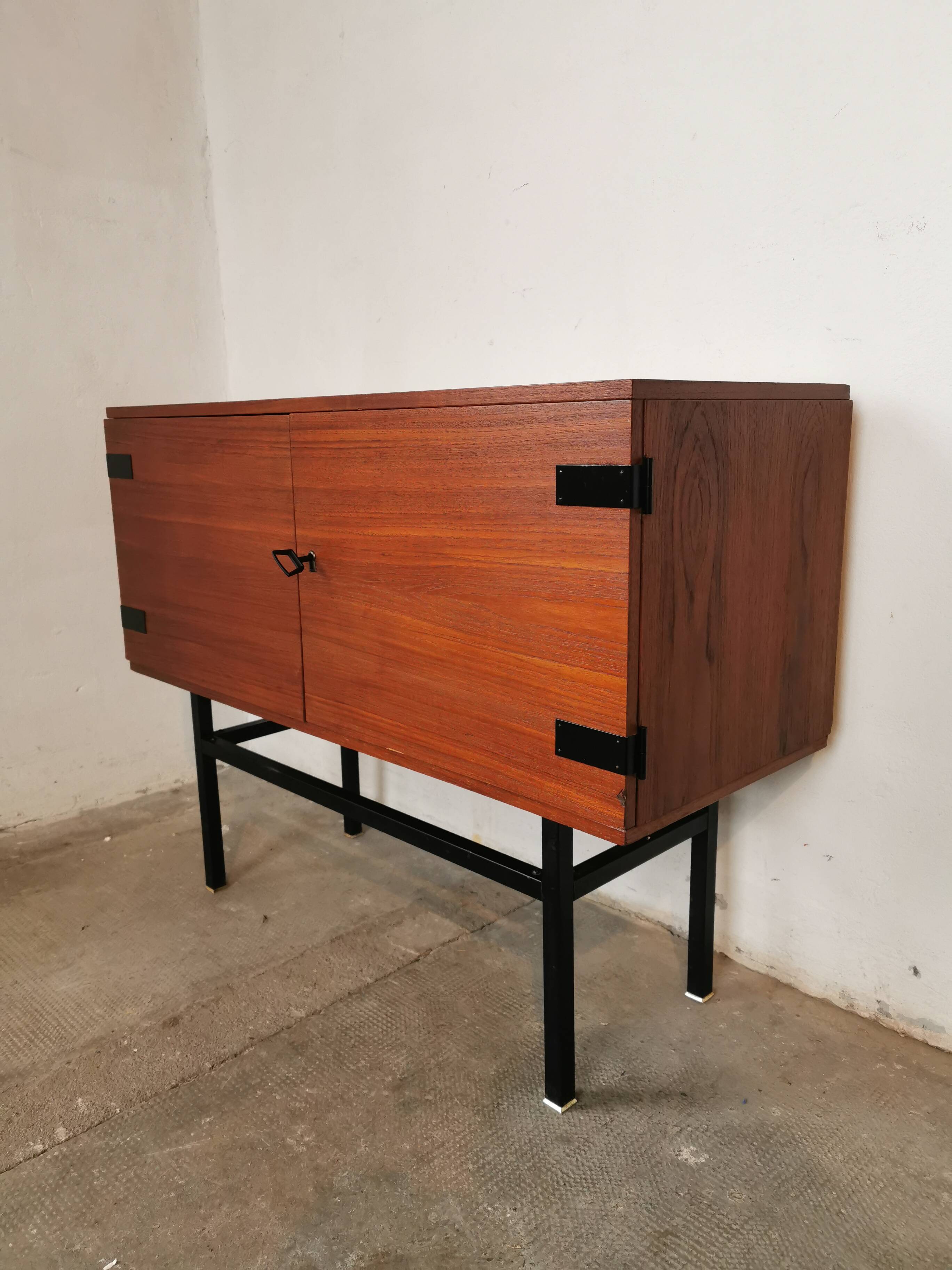 Small teak and metal sideboard, 70s