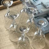 6 crystal wine glasses, 1980