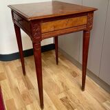 Small living room side table in solid cherry and veneer, Louis XVI style