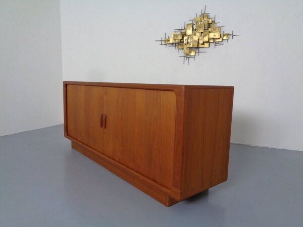 Large Teak Tambour Sideboard from Dyrlund, Denmark, 1970s