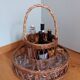Rattan wicker glass and bottle holder basket