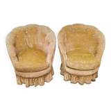 Pair of flared back toad armchairs