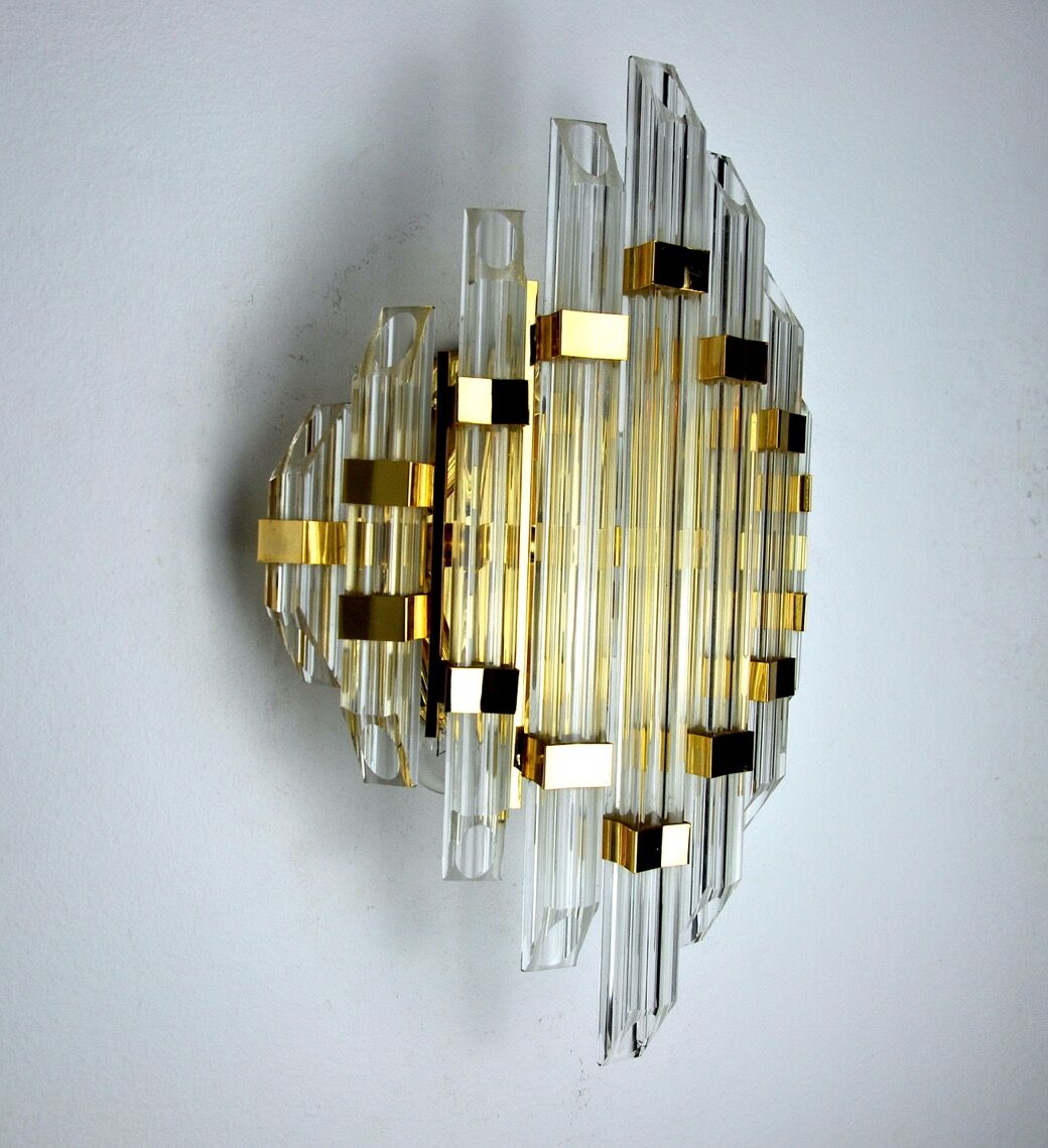 Venini wall lamp, cut crystals, Italy, 1970
