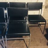 Lot de 6 chaises design en cuir années 70