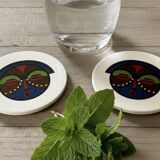 Lot of 6 ethnic ceramic coasters with tribal masks.