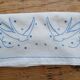 Embroidered sheet, blue swallow pattern, 88x170 cm