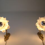 Pair of tanned sconces and glass paste