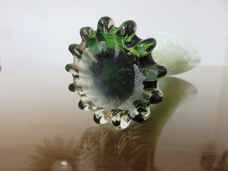 Vase soliflore arum in Murano glass yellow and green 60s 70s