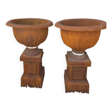 Medical vases with cast iron bases (the pair)