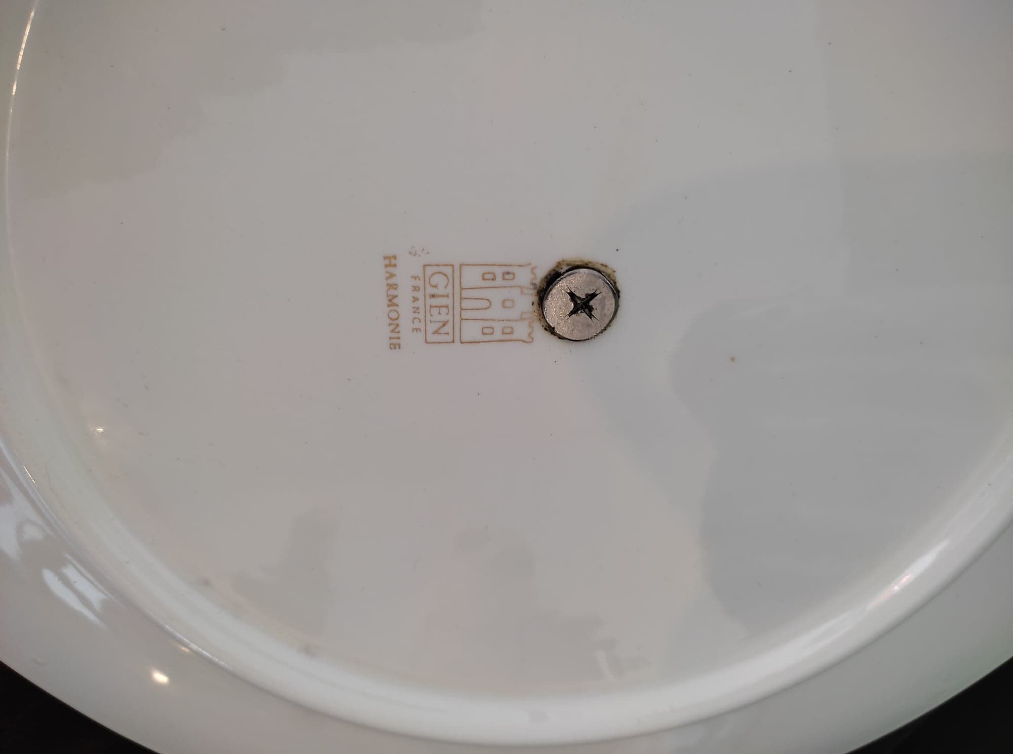 Vintage cheese platter 1970, signed Gien France, Harmony collection for Marie-Pierre Boitard.