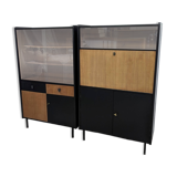 Vintage 1960s Secretary and Display Cabinet Set with Compass Design Legs