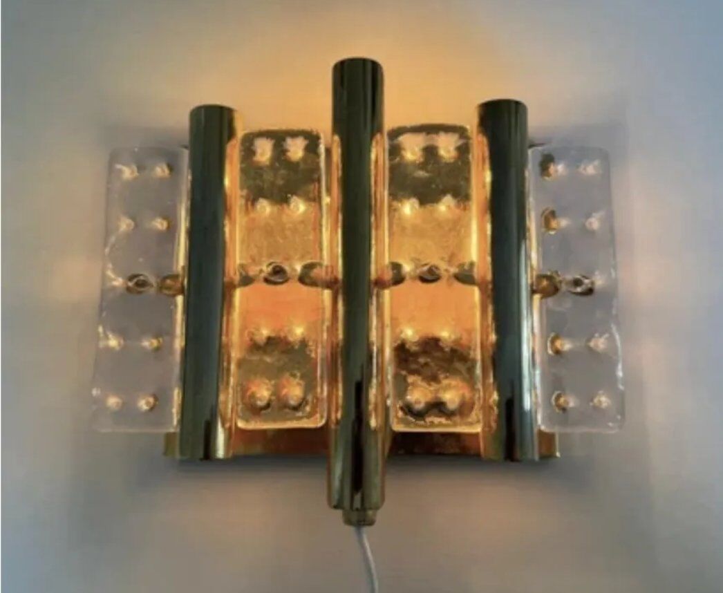Mid-century modern Swedish crystal wall sconce from Orrefors, 1960