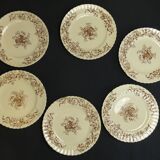 16 assiettes plates en faïence terre de fer, modèle rubans de chez longchamps, ø 24,9 cm