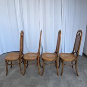 Set of 4 Mid-century Bentwood Cane Dining Chair, Thonet Style, 1970s Yugosl