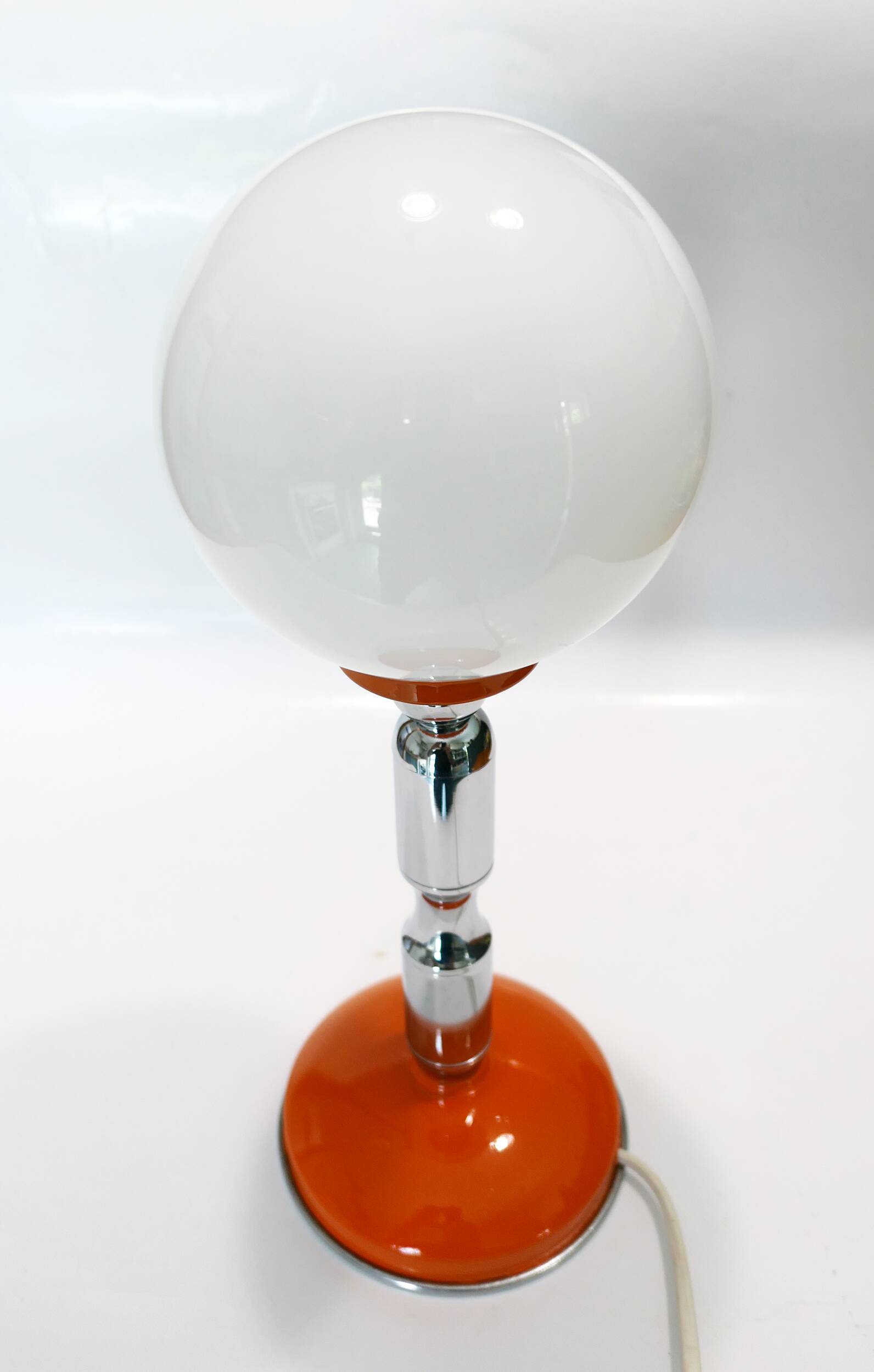 1970s chrome and orange table lamp design
