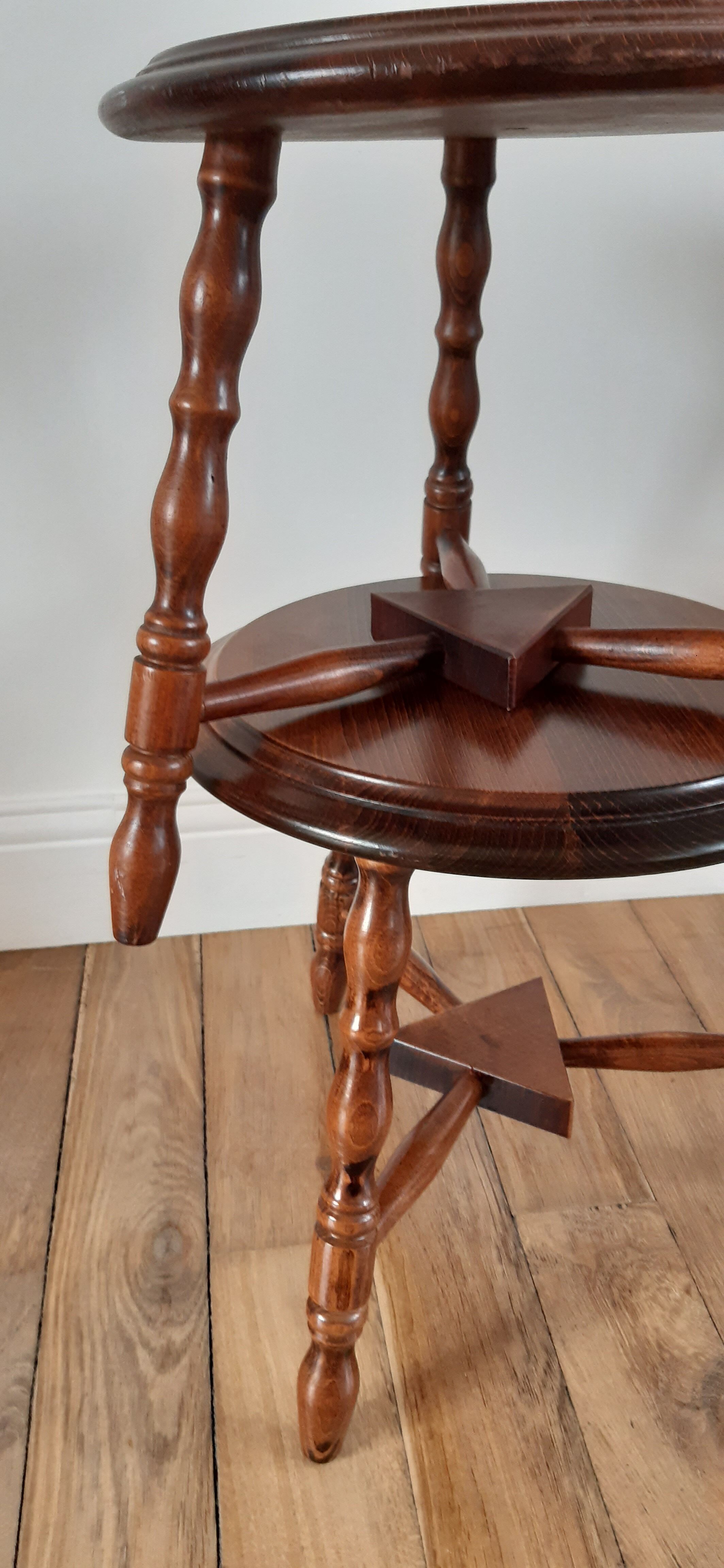 Pair of wooden stools turned vintage 60s