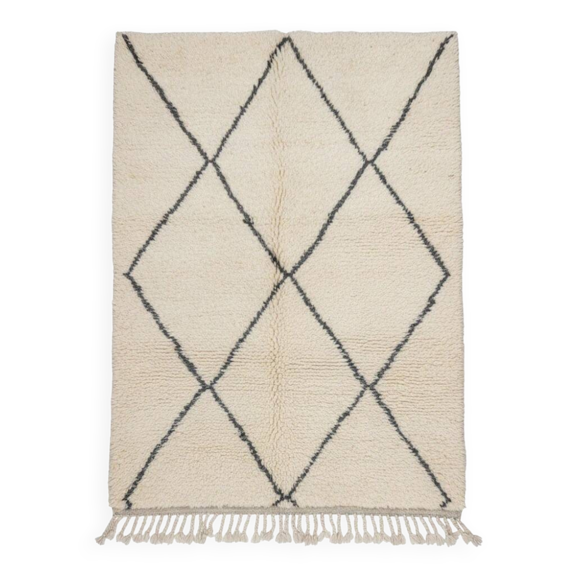 Moroccan Berber rug with black diamond patterns