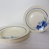 Set of 5 vintage flat plates from Grimaud Strasbourg, Poitiers model, porcelain