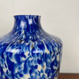 Blown glass vase with cobalt blue and white speckled effect, double walls