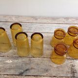 Series of 8 amber glasses
