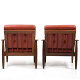 Pair of Danish / Scandinavian Teak Easychairs wit Leather 1960s