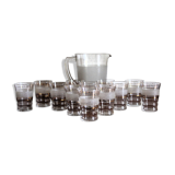 Set of 12 vintage 1950s granita glasses and pitcher