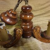 3-arm wooden chandelier