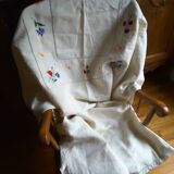 Old linen embroidered tablecloth