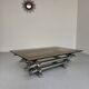 Space coffee table from the 70s, tubular metal and glass, Italian design